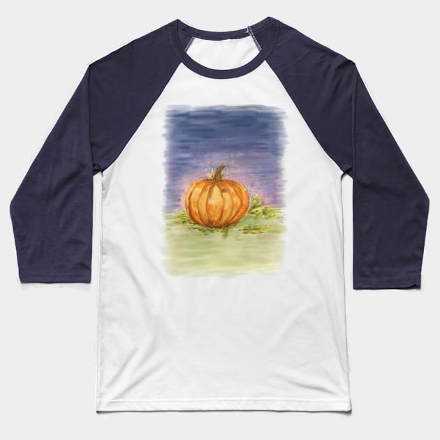 Watercolor Pumpkin Patch Baseball T-Shirt by Elisa_Arts